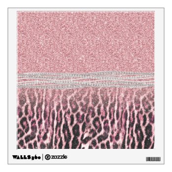 Chic Girly Pink Leopard Animal Print Glitter Image Wall Decal by Trendy_arT at Zazzle