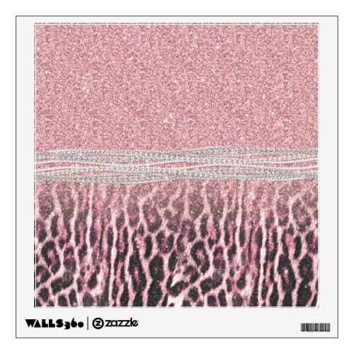 Chic Girly Pink Leopard animal print Glitter Image Wall Decal