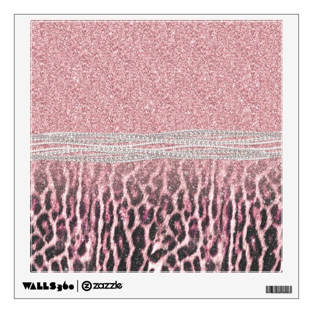 Chic Girly Pink Leopard animal print Glitter Image Wall Decal (Front)