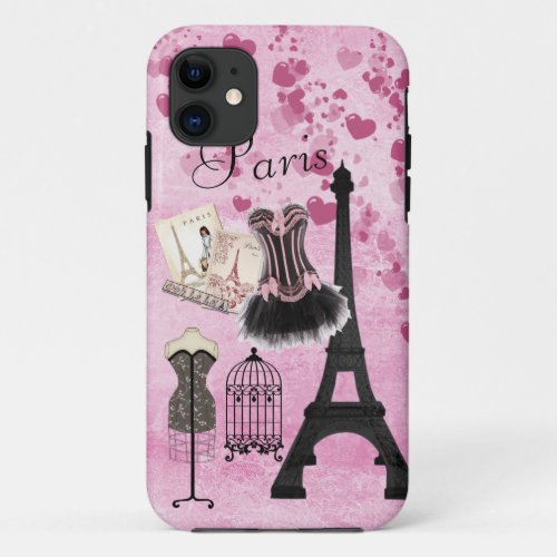Chic Girly Pink Paris Fashion iPhone 11 Case