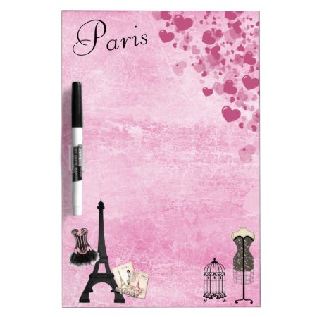 Chic Girly Pink Paris Fashion Dry Erase Board