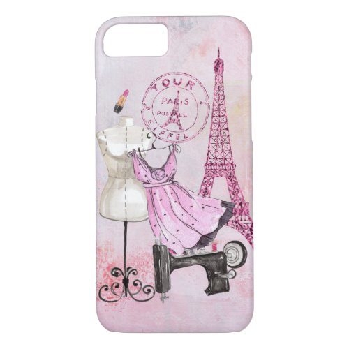 Chic Girly Pink Paris Fashion iPhone iPhone 87 Case