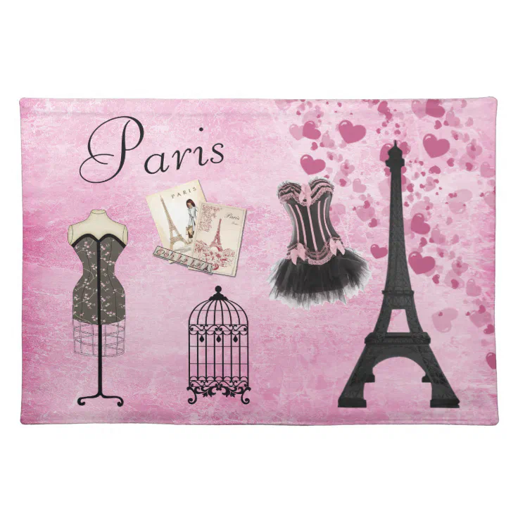 Chic Girly Pink Paris Fashion Placemat | Zazzle