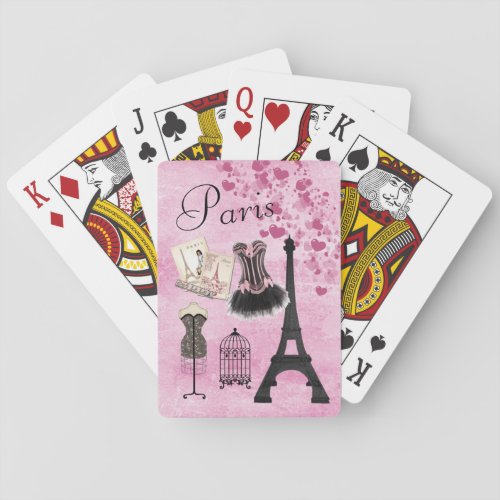 Chic Girly Pink Paris Fashion Poker Cards
