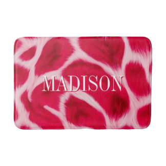 Chic Girly Pink Red Leopard Animal Print Custom Bath Mat