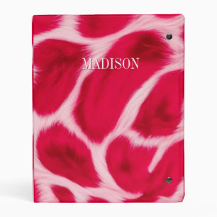 Chic Girly Pink Red Leopard Animal Print Custom Mini Binder