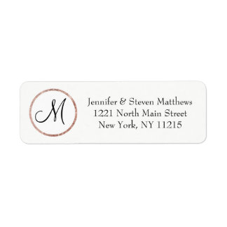 Chic Girly Pink Rose Gold Circle Monogram Label