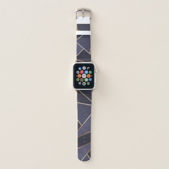 Chic Girly Purple & Gold Abstract Apple Watch Band (Front)