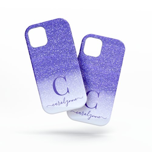 Chic Girly Purple Ombre Sparkle Glitter iPhone 13 Pro Case