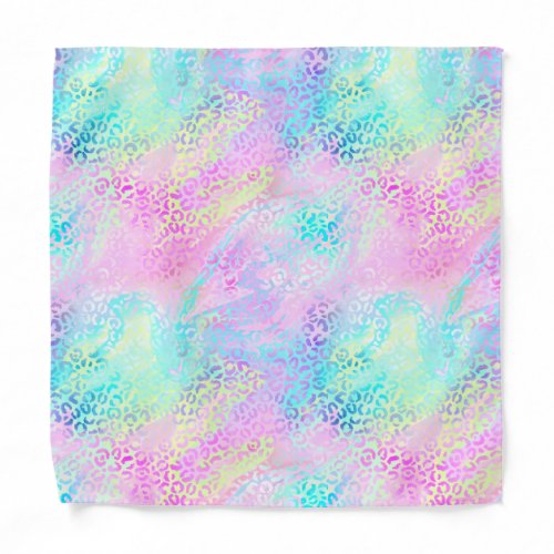 Chic Girly Rainbow Shimmer Leopard Print Bandana