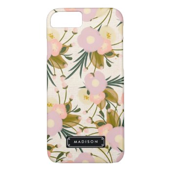 Chic Girly Retro Floral Lilac & Peach Personalized Iphone 8/7 Case by Jujulili at Zazzle