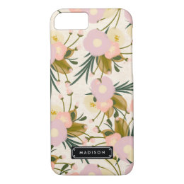 Chic Girly Retro Floral Lilac & Peach Personalized iPhone 8/7 Case