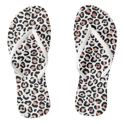 Chic Girly Rose Gold Leopard Print Flip Flops