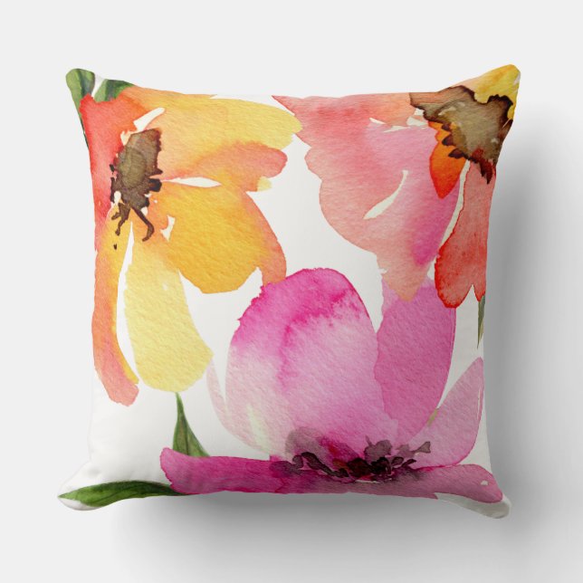 Chic Girly Rose Gold Pink Floral Peonies Throw Pillow (Front)