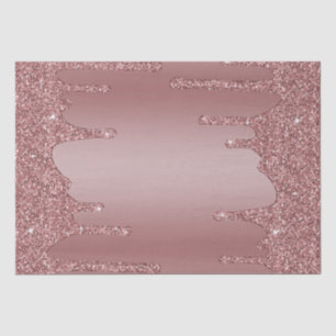 Chic Girly Rose Gold Sparkle Glitter Drips Tissue Paper