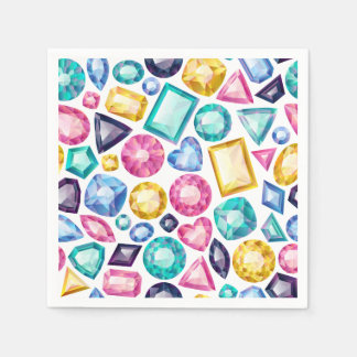 Chic Girly Shiny Diamond Gemstones Paper Napkins