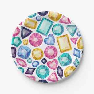 Chic Girly Shiny Diamond Gemstones Paper Plates