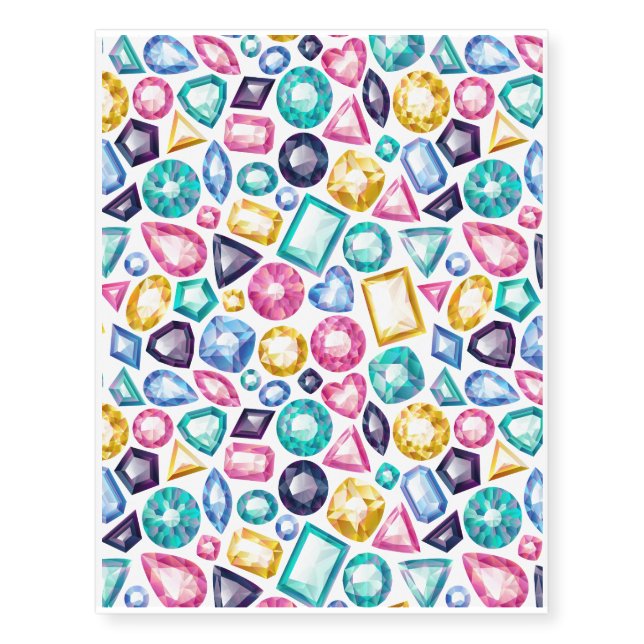 Chic Girly Shiny Diamond Gemstones Temporary Tattoos (Front)