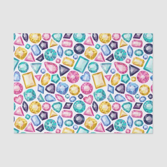 Chic Girly Shiny Diamond Gemstones Tissue Paper (Front)