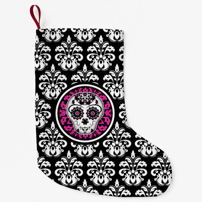 Chic girly skull small christmas stocking (Front)