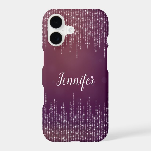 Chic girly String of lights purple personalized Iphone Case (Back)