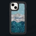 Chic girly teal mint green glitter silver monogram speck iPhone 14 case<br><div class="desc">Pretty chic and elegant girly faux glitter bling in mint, green teal and faux silver glitter to create a special unique stylish case to protect your device. Beautiful, modern and cool cover for the trend-savvy and art-loving hip trendsetter. This stylish sophisticated design would be great for girls who enjoy wearing...</div>