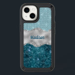 Chic girly teal mint green glitter silver monogram speck iPhone 14 case<br><div class="desc">Pretty chic and elegant girly faux glitter bling in mint, green teal and faux silver glitter to create a special unique stylish case to protect your device. Beautiful, modern and cool cover for the trend-savvy and art-loving hip trendsetter. This stylish sophisticated design would be great for girls who enjoy wearing...</div>