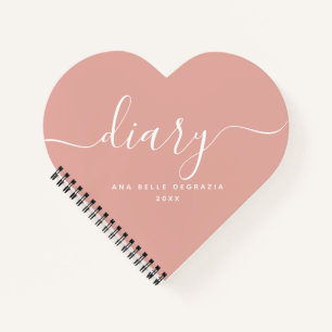 Chic Girly Trendy Modern Blush Pink Heart Diary Notebook
