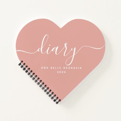 Chic Girly Trendy Modern Blush Pink Heart Diary Notebook