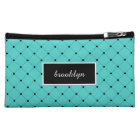 Chic Girly Turquoise and Black Polka Dots