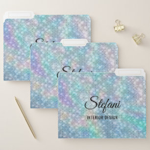 Chic Glam Faux Holograph Glitter Personalized File Folder