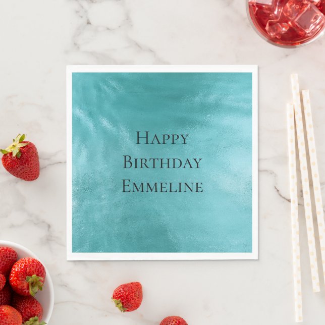 Chic Glam Girly Aqua Turquoise Blue Birthday Napkins (Insitu)