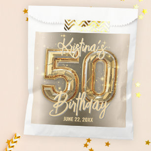 Chic Glam Gold and Diamond Accents 50th Birthday Favor Bag