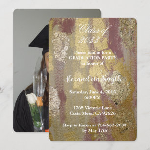 Chic Glam Gold Clay Pink Graduation Your Photo Invitation