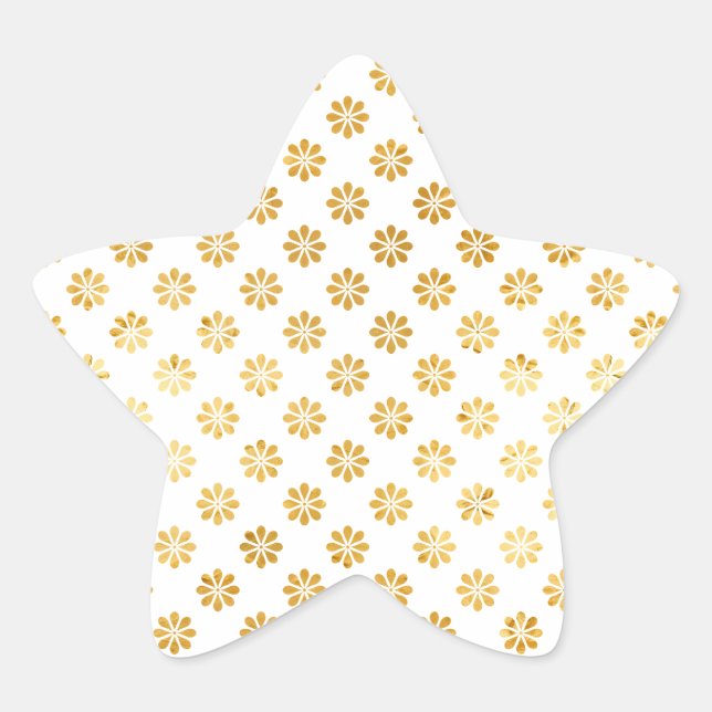 Chic Glam Gold Flowers Star Sticker (Front)