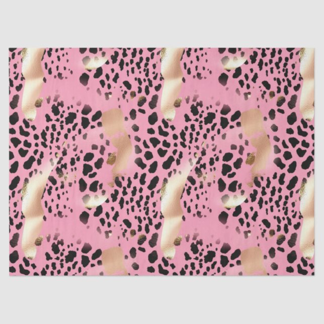 Chic Glam Gold Pink Black Leopard Tissue Paper (Front)