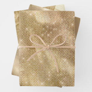 Chic Glam Gold Sparkle Wrapping Paper Sheets