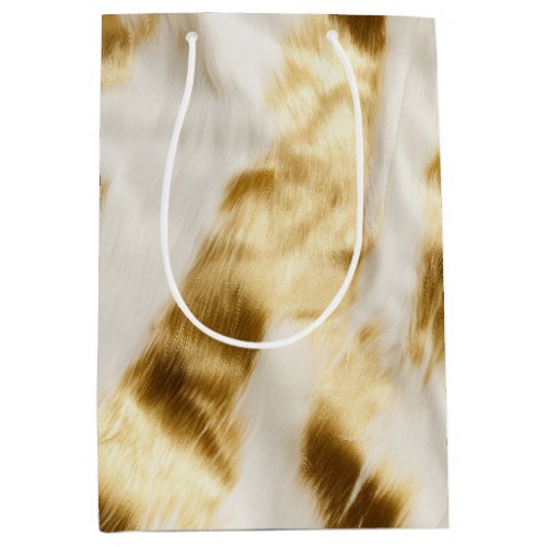 Chic Glam Gold White Cowhide Western  Medium Gift Bag