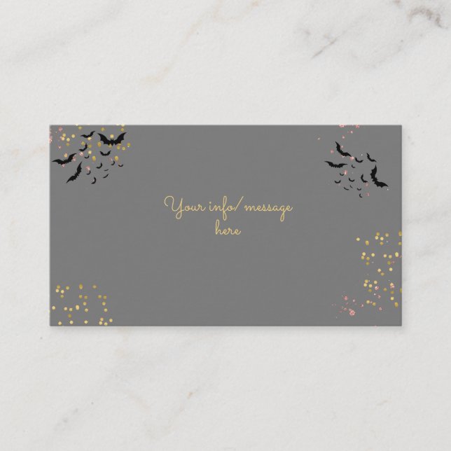 Chic glam gothic scary girl birthday party enclosure card (Front)