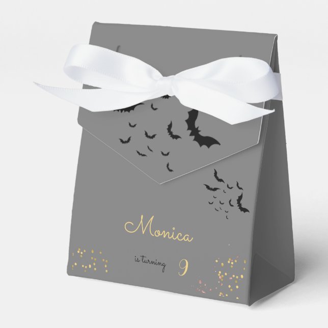 Chic glam gothic scary girl birthday party favor boxes (Front Side)