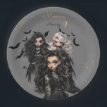 Chic glam gothic scary girl birthday party paper plates<br><div class="desc">scary Gothic girl birthday party item for  girls</div>
