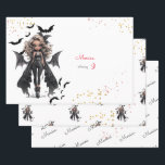 Chic glam gothic scary girl birthday party wrapping paper sheets<br><div class="desc">scary Gothic girl birthday party item for  girls</div>