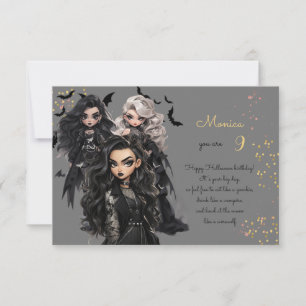Chic glam gothic scary girl happy birthday card
