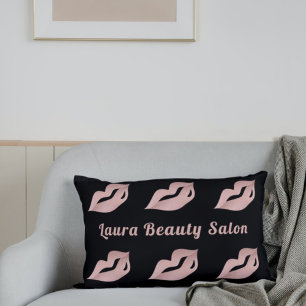 Chic Glam Luxury Rose Gold lips & Black Salon  Accent Pillow