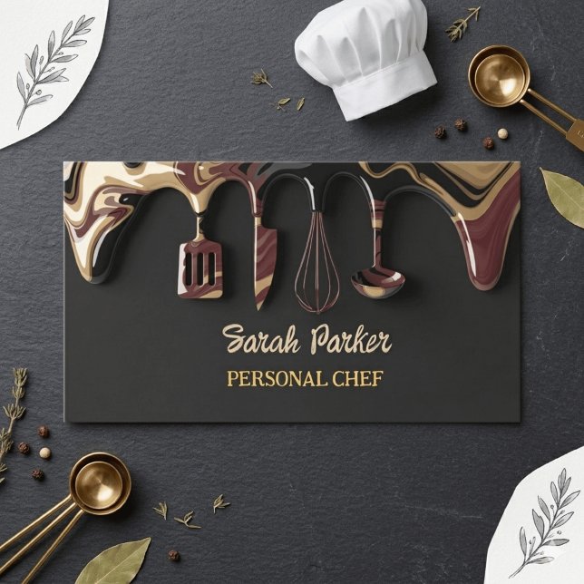 Chic glam Personal Chef Catering Business Card (Creator Uploaded)