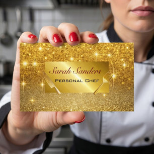 Chic glam Personal Chef Catering Gold Glitter  Business Card