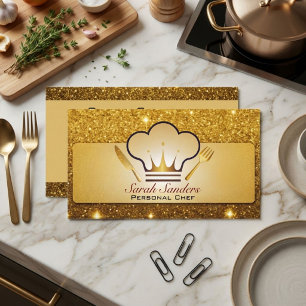 Chic glam Personal Chef Catering Gold Glitter  Business Card