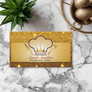 Chic glam Personal Chef Catering Gold Glitter Business Card
