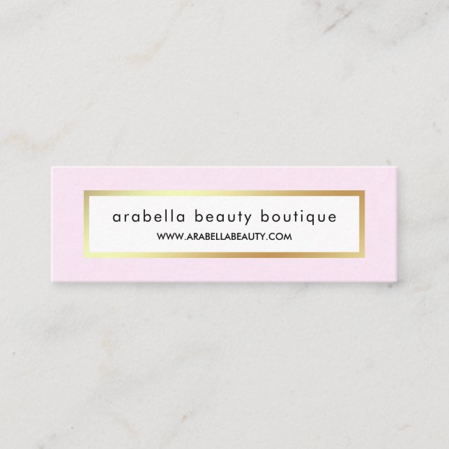 Chic Glam Pink and Faux Gold Mini Business Card (Front)