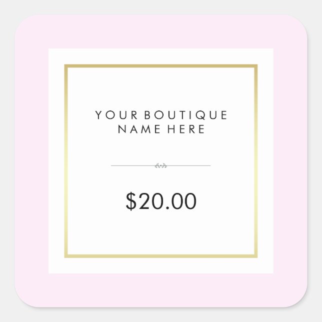 Chic Glam Pink and Gold Retail Price Tag (Front)